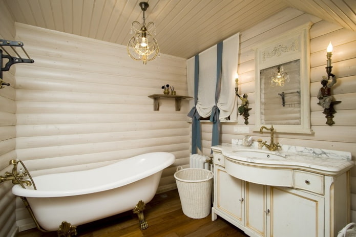 занавески в ванной комнате в стиле прованс