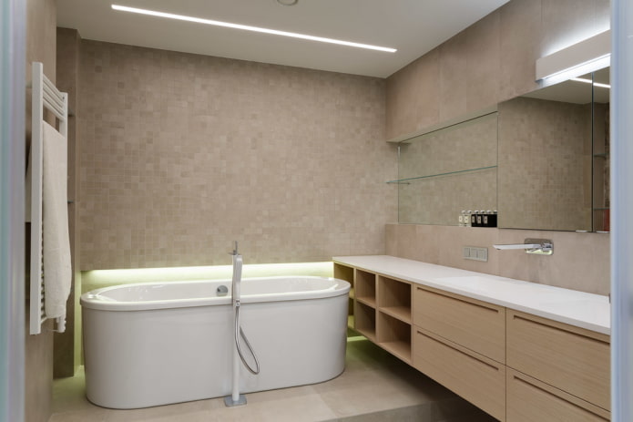 меблировка ванной комнаты в стилистике минимализм