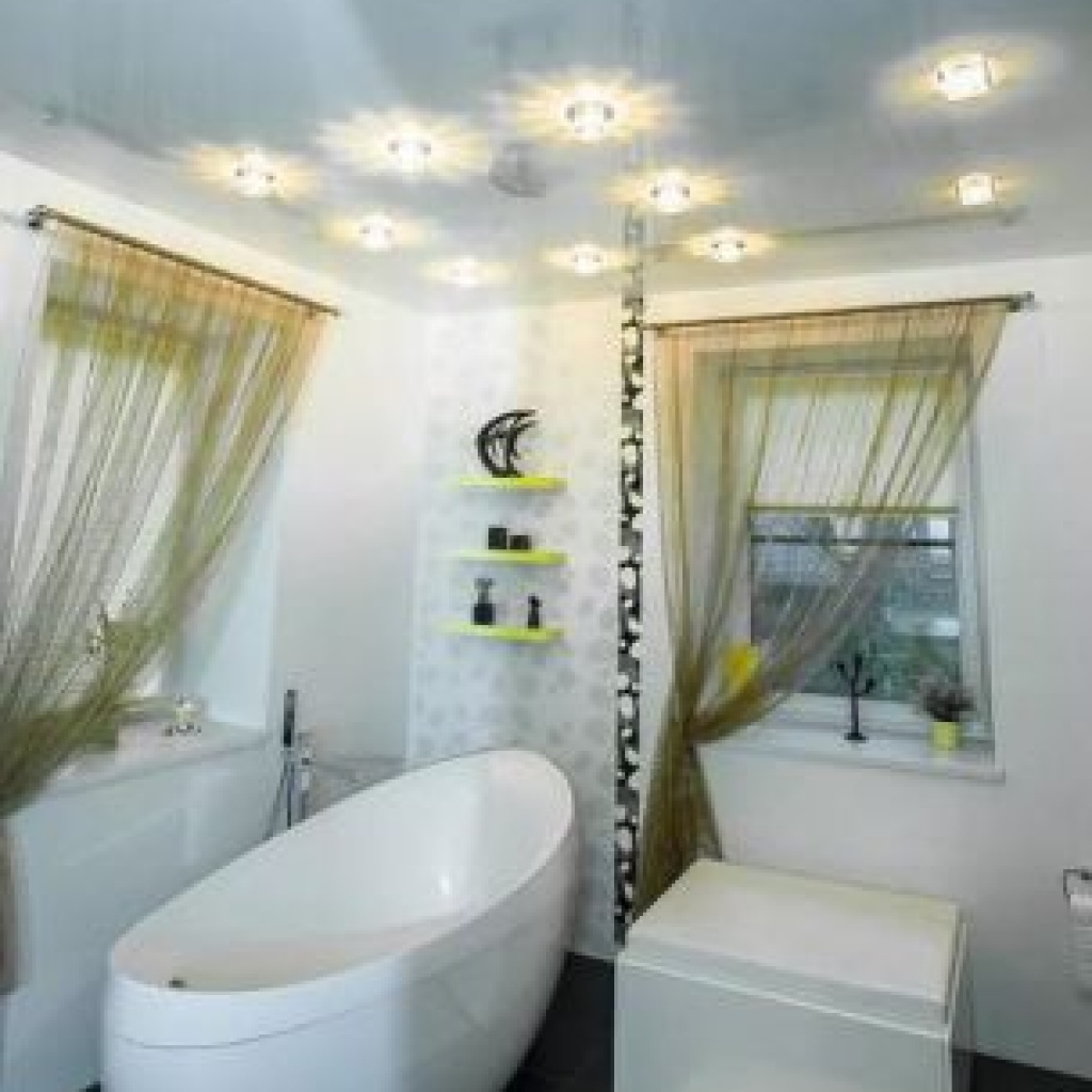 Дизайн ванной с натяжным потолком
