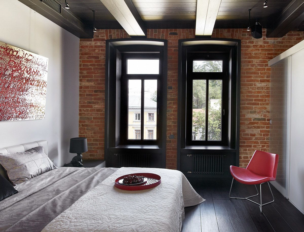 Дизайн интерьера спальни в стиле лофт - фото (8)