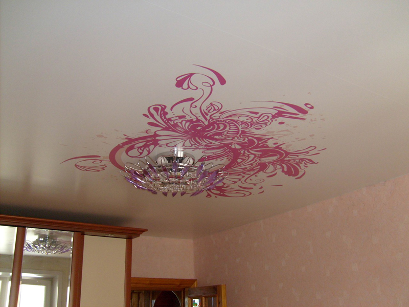 Рисунок на потолке из гипсокартона