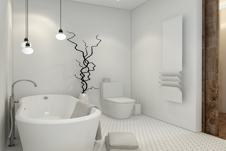 Белая ванная комната в стиле минимализм - Дизайн интерьера