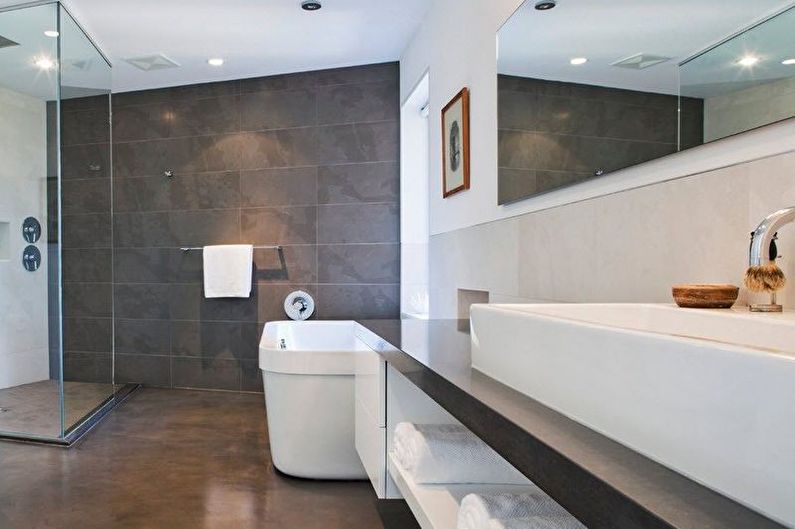 Дизайн ванной комнаты в стиле минимализм - Отделка пола
