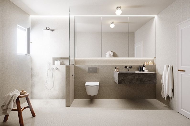 Дизайн ванной комнаты в стиле минимализм - Мебель